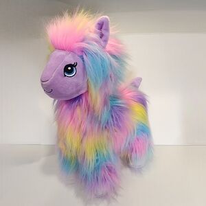 Rainbow fur Llama Plush Build A Bear 2020 fluffy Cotton Candy color